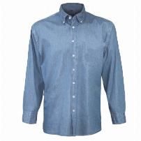 CAMISA DENIN 100% ALG. M/LARGA AZUL - T/S