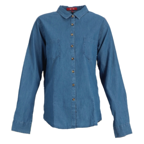 BLUSA DENIM 100 ALG. M/LARGA AZUL - T/L