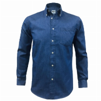 CAMISA DENIN 100 ALG. M/LARGA AZUL - T/S